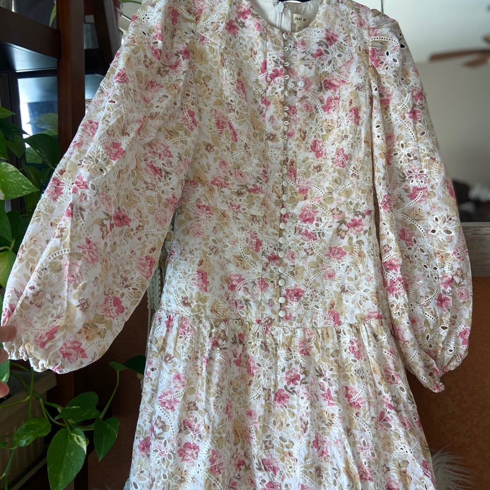 Floral eyelet midi dress for 5 feet maxi dress for 4”11 w/lining & zip at back